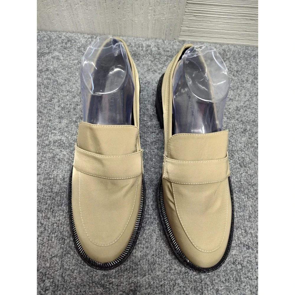 Aerosoles Rodney Women Platform Shoe 8.5M Taupe Slip On Textile Comfort Loafer